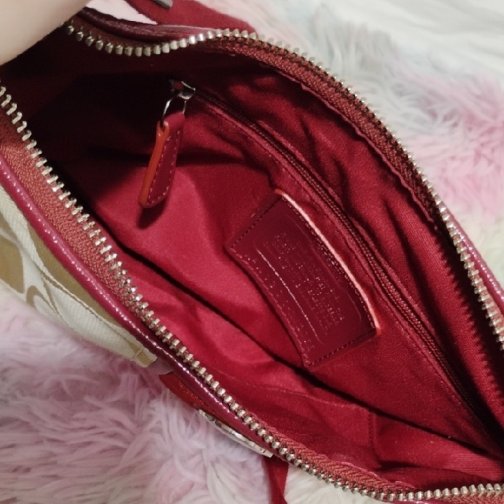 SALE! NWOT Coach Red & Tan Demi Stripe Shoulder/Crossbody Bag - Picture 10 of 14